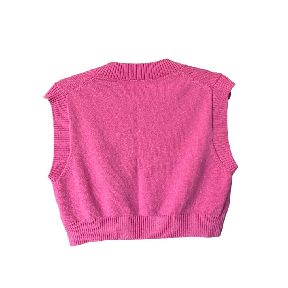 Aritzia Sunday Best Pink Merino Wool Winston Cropped Sweater Vest Size S - Picture 2 of 5